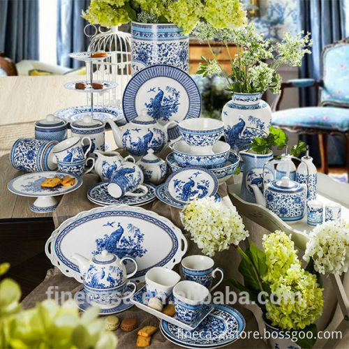 10.5 Inches Elegant Chinese Design Blue and White Dinner Plate